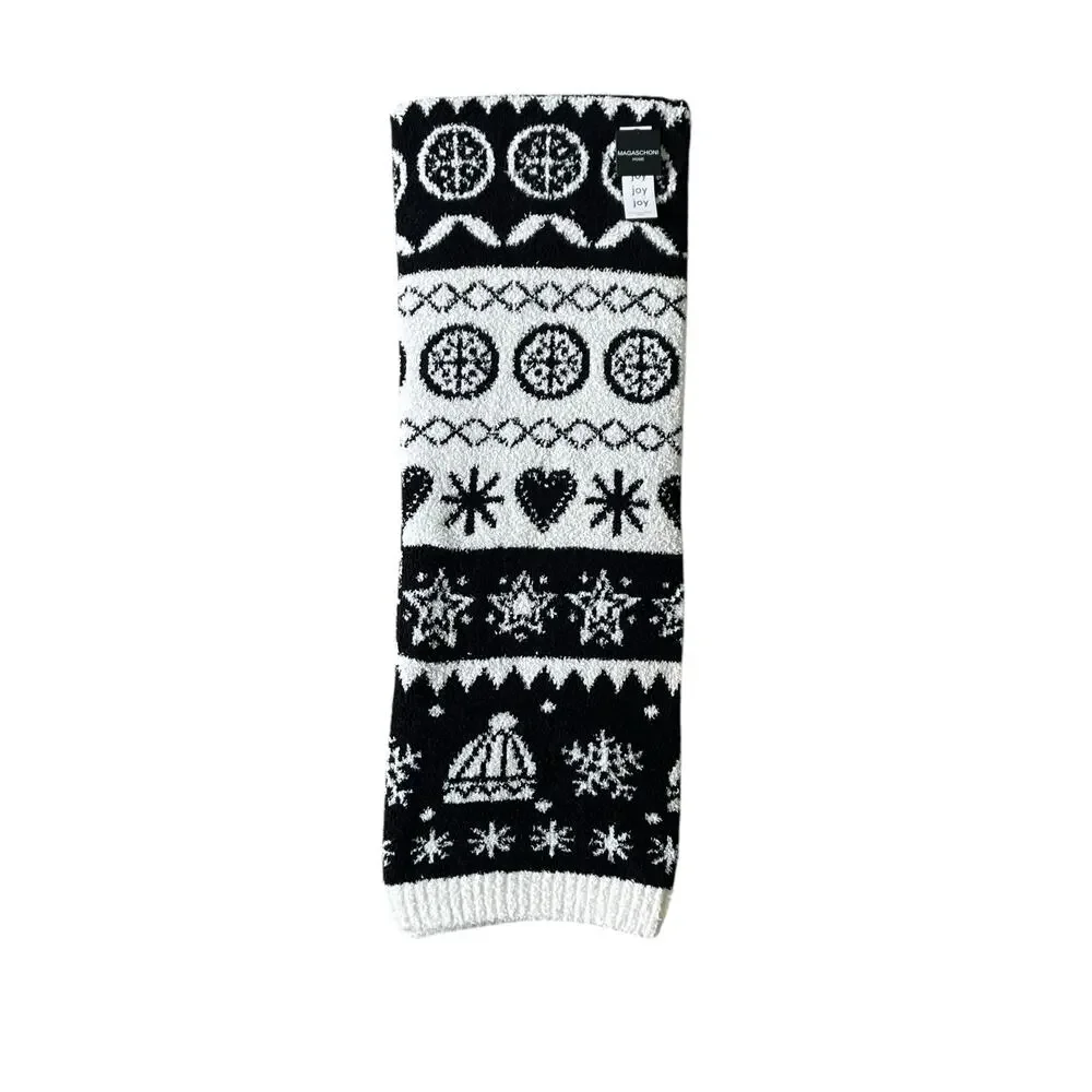 MAGASCHONI Oversized Holiday Throw Blanket 50×70 Black & White Christmas NEW